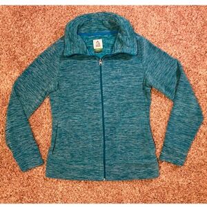 Alpine Design‎ Womens Teal Blue Marled Full Zip Fleece Jacket Small
